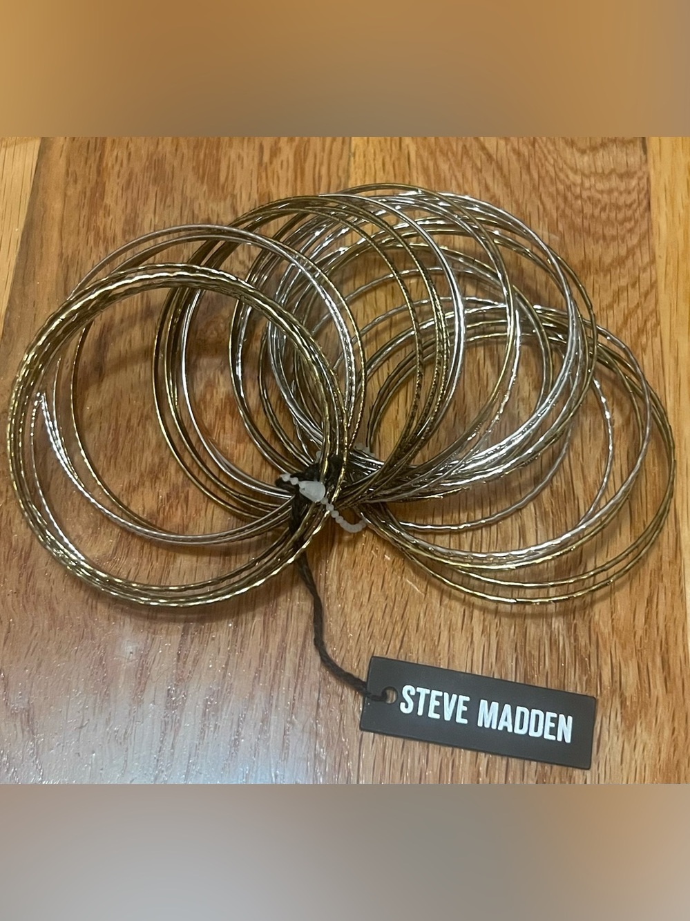 Steve Madden Gold-Tone Textured Bangle Bracelet Set